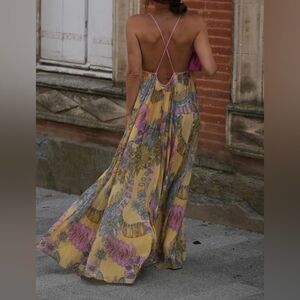 ZARA Floral Print Maxi Dress Strappy Yellow ZW Collection BNWT